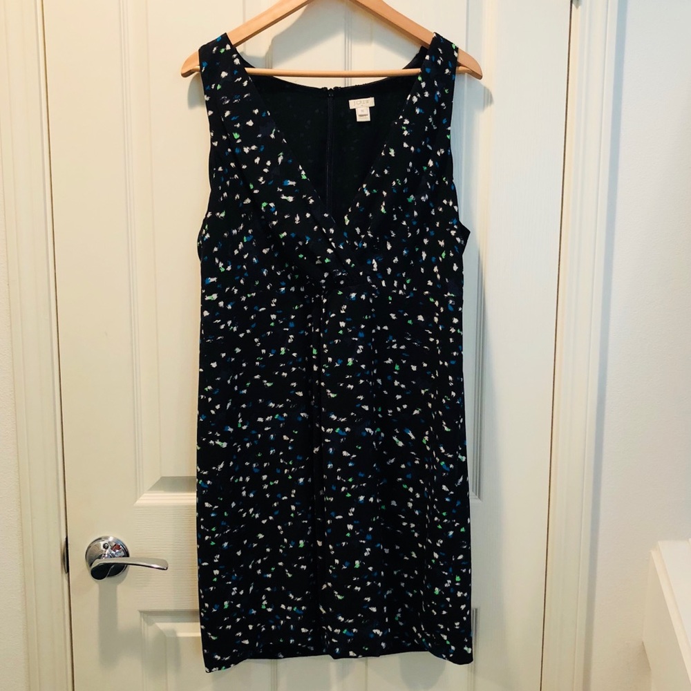 J Crew patterned surplice knee length dress.